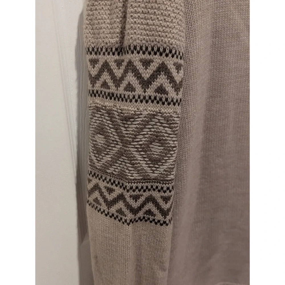 Nordic Fair Isle Sherpa Lined Shawl Collar Cardigan Weatherproof Vintage Large
